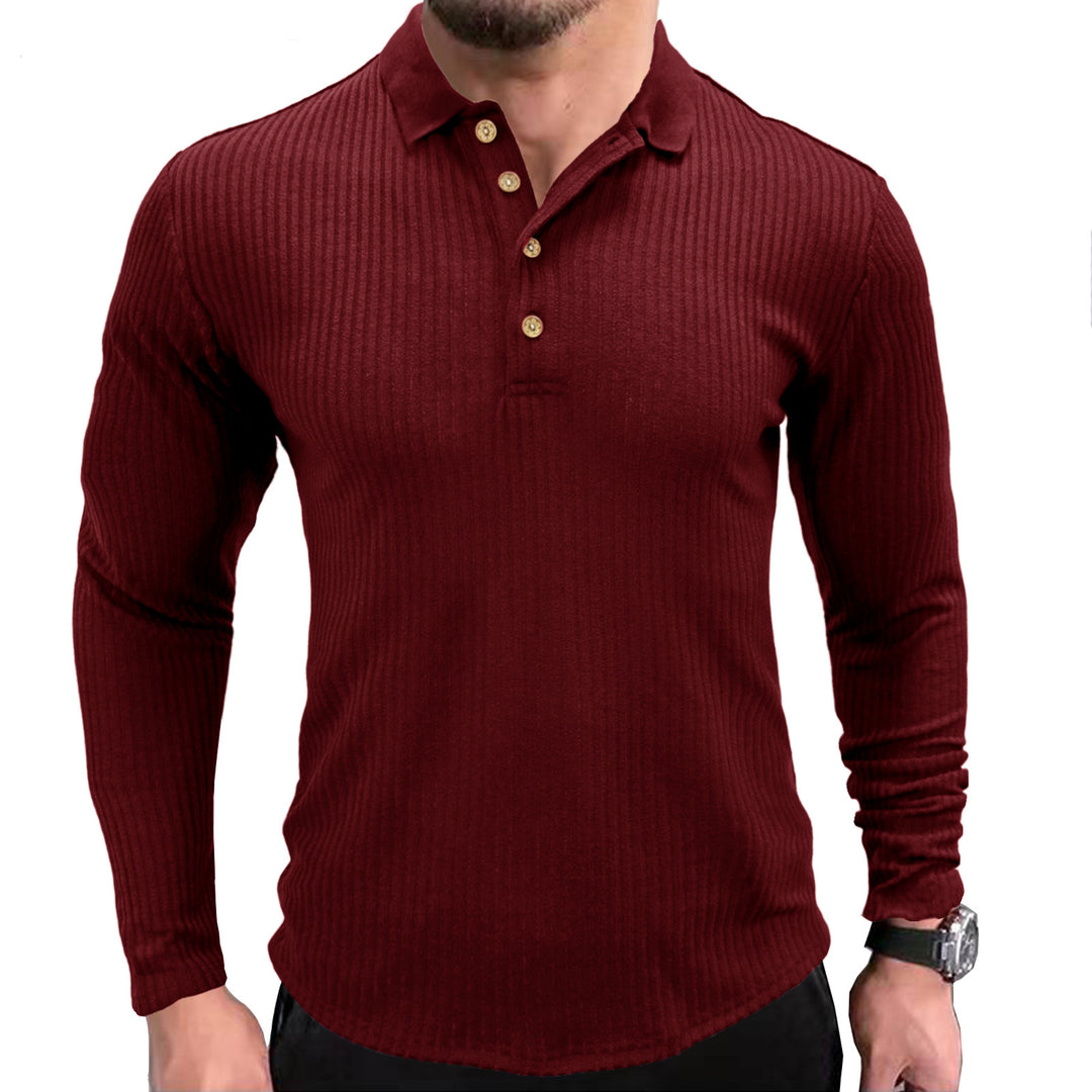Herre Langærmet Poloshirt med struktureret Ribdesign Stilla