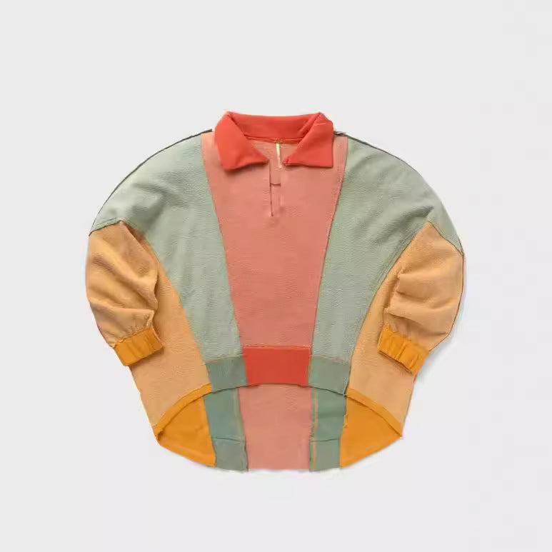 Dame moderne oversized pullover med unik farvemix Stilla