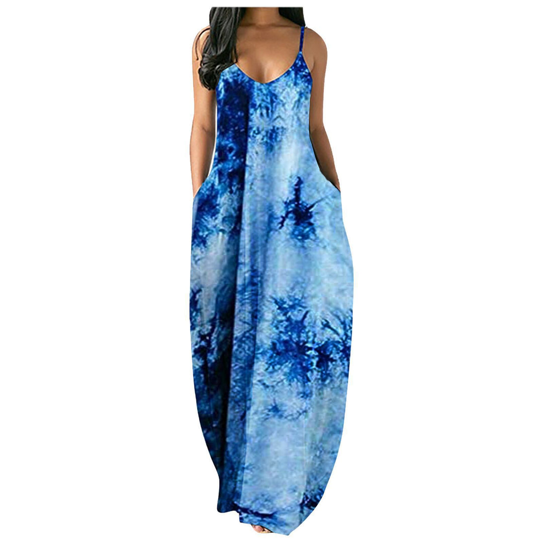 Dame Bohemian Batik-maxikjole med lommer Stilla