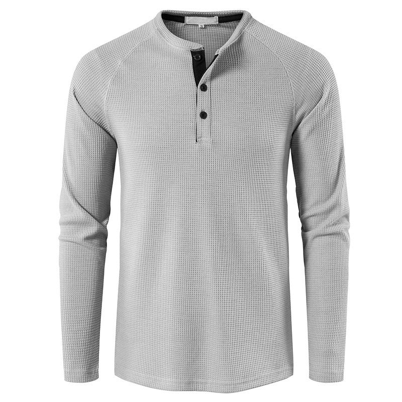 Herrer Langærmet Henley Skjorte med struktureret overflade og afslappet knapdetalje Stilla