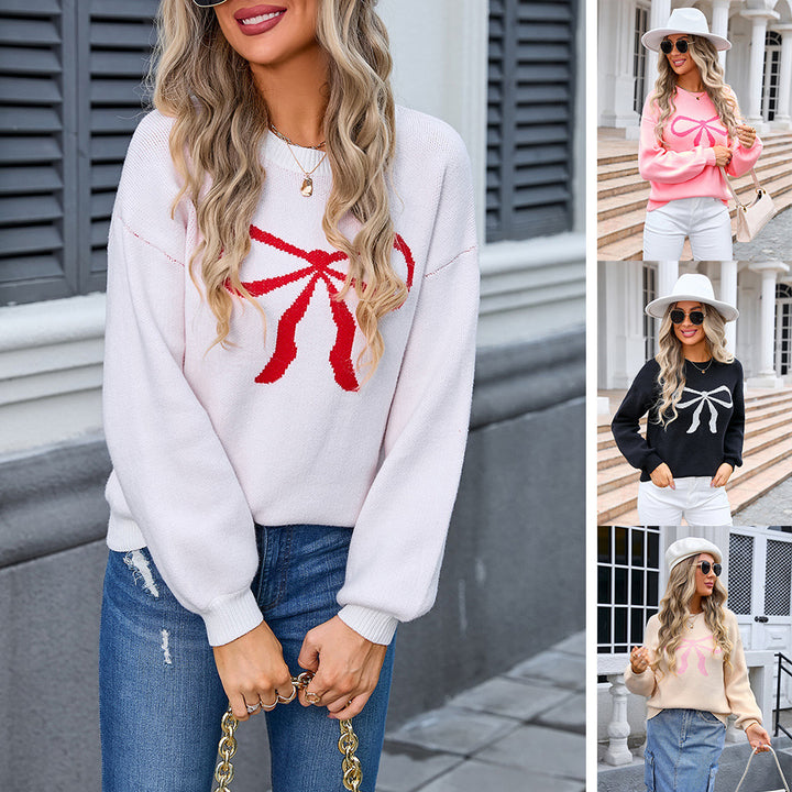 Kvinders oversized sweater med legende sløjfemotiv Stilla