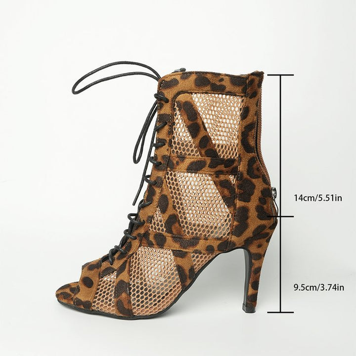 Dame Åbne Snørebånd Støvletter i moderigtige Leopardlook Stilla