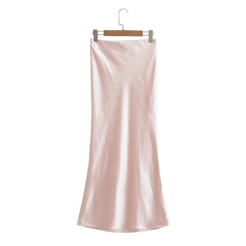 Damernes elegante satin nederdel i minimalistisk stil med blød drapering Stilla