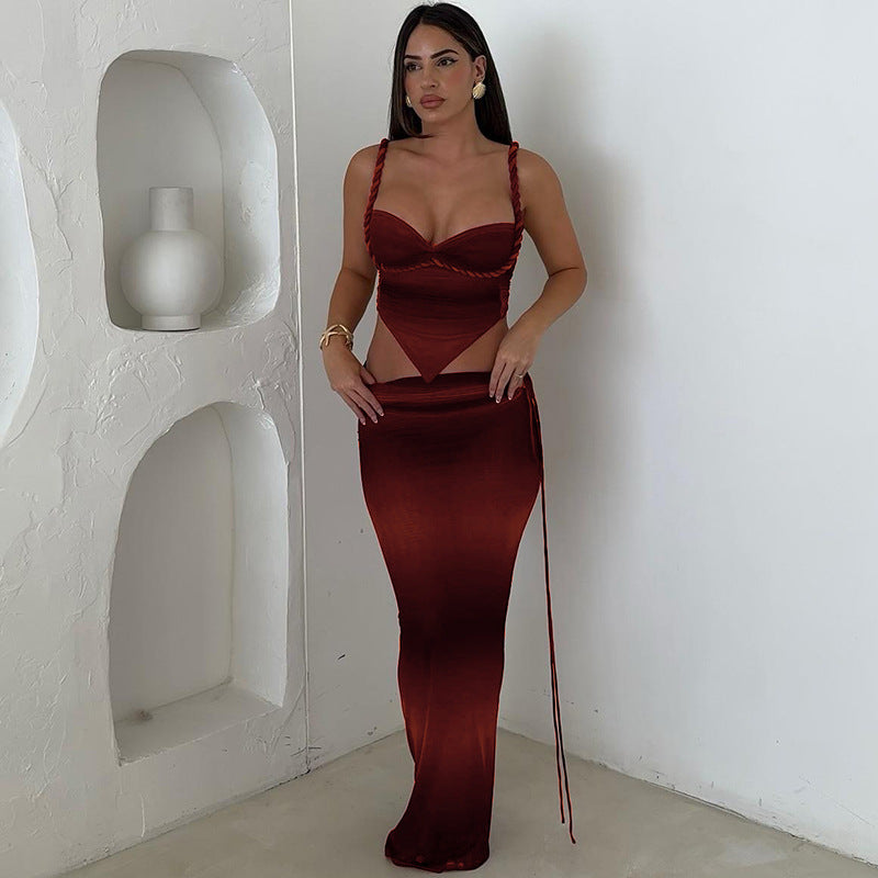 Dame Figurtilpasset Maxikjole med forførende udskæring og raffinerede snøredetaljer Skovae