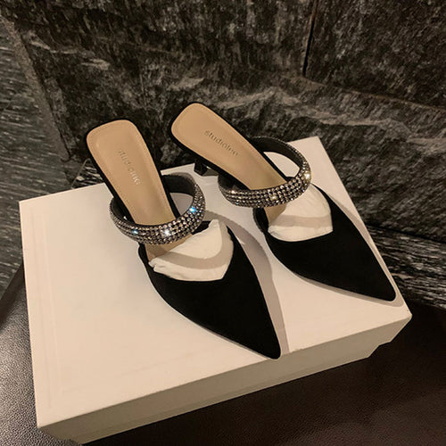 Dame elegante Slingback-hæle med rhinestones rem Stilla
