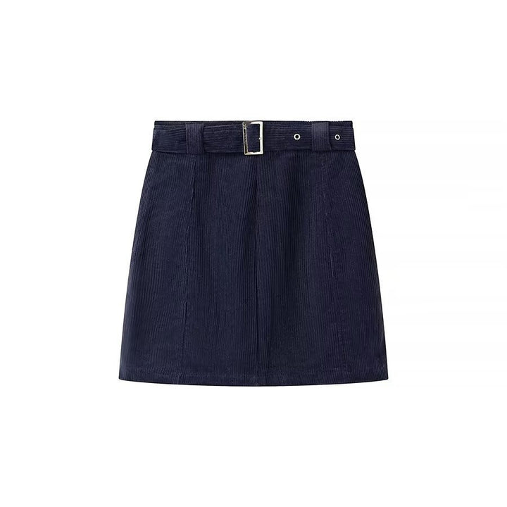 Dame Højtaljede Plissé Mini Skirt med Bælte Detalje Stilla