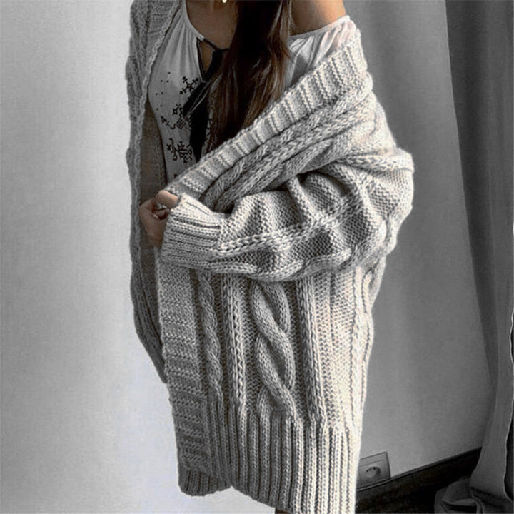 Dame Stor Oversized Strikpullover Stilla