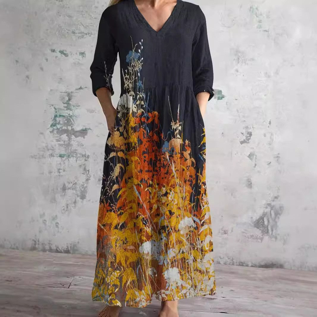 Dame maxikjole med kunstnerisk broderedesign Stilla