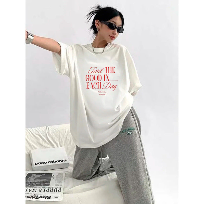 Dame Relaxed-Fit T-shirt med inspirerende statementtryk og moderne snit Stilla