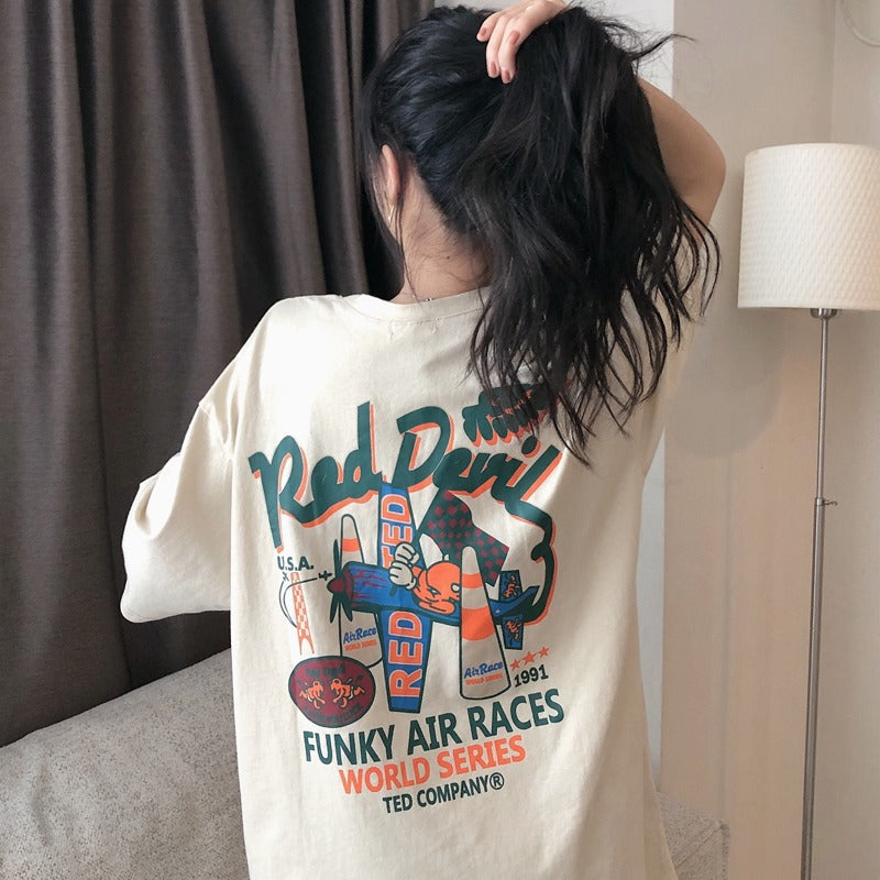 Dame T-Shirt kjole med afslappet snit og iøjnefaldende grafikmotiv Stilla