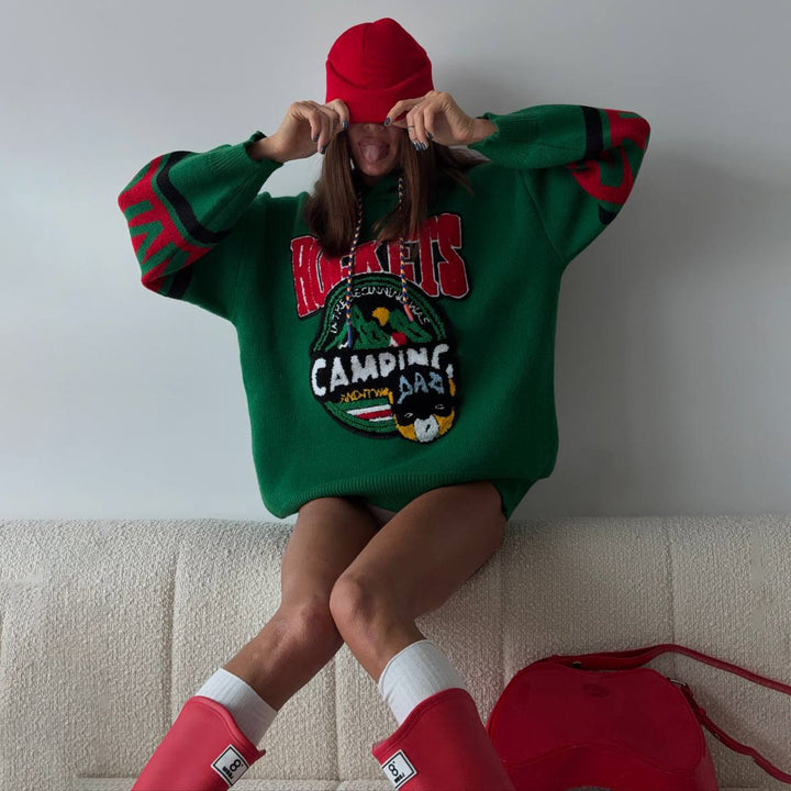 Kvinders store oversized sweater med grafisk print Stilla