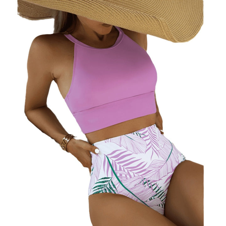 Dame Sporty bikini med højt skåret trusse og moderigtigt crop-top Stilla