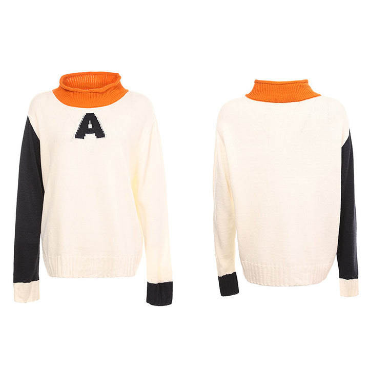 Dame pullover med kontrasterende rullekrave og grafisk design Stilla