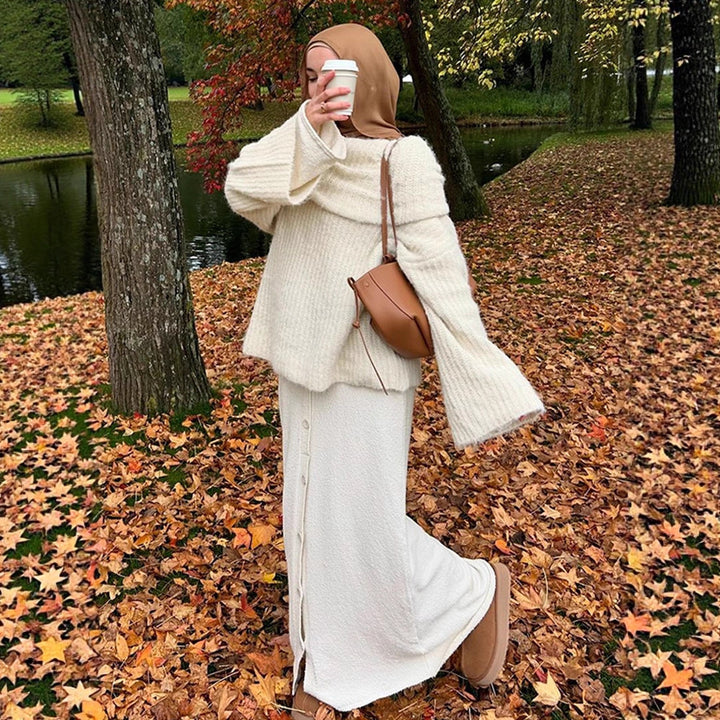 Dame Oversized Strikpullover med løs pasform og dyb V-udskæring Stilla
