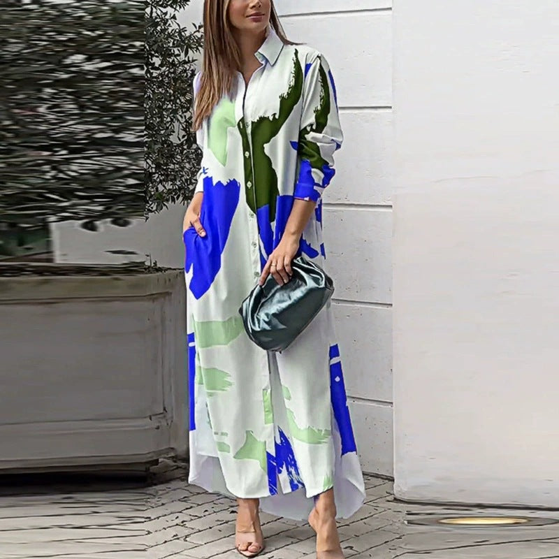 Dame Midi-kjole med farverig print Stilla