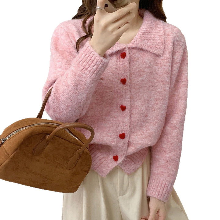 Damer Elegant Strik Cardigan med Hjerter Stilla