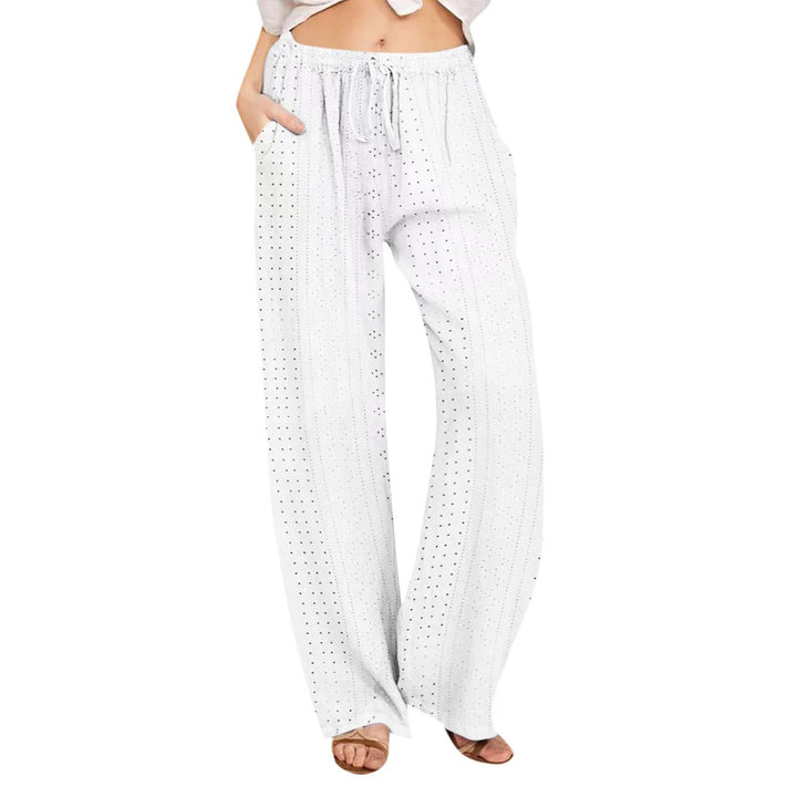 Dame Bred High-Waist-Bukser med luftig struktur Stilla