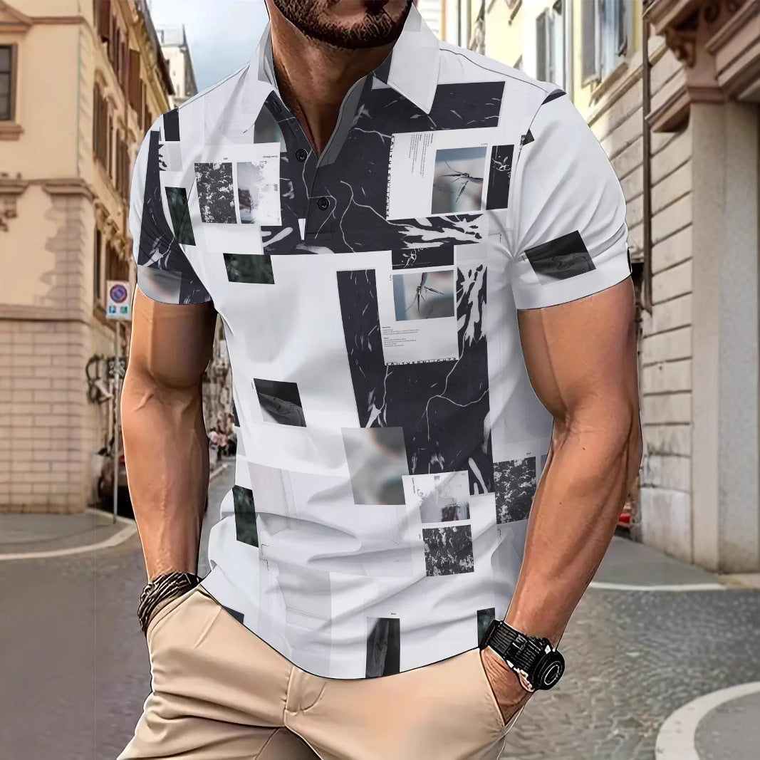 Herre poloshirt med moderne kreativ grafisk tryk Stilla