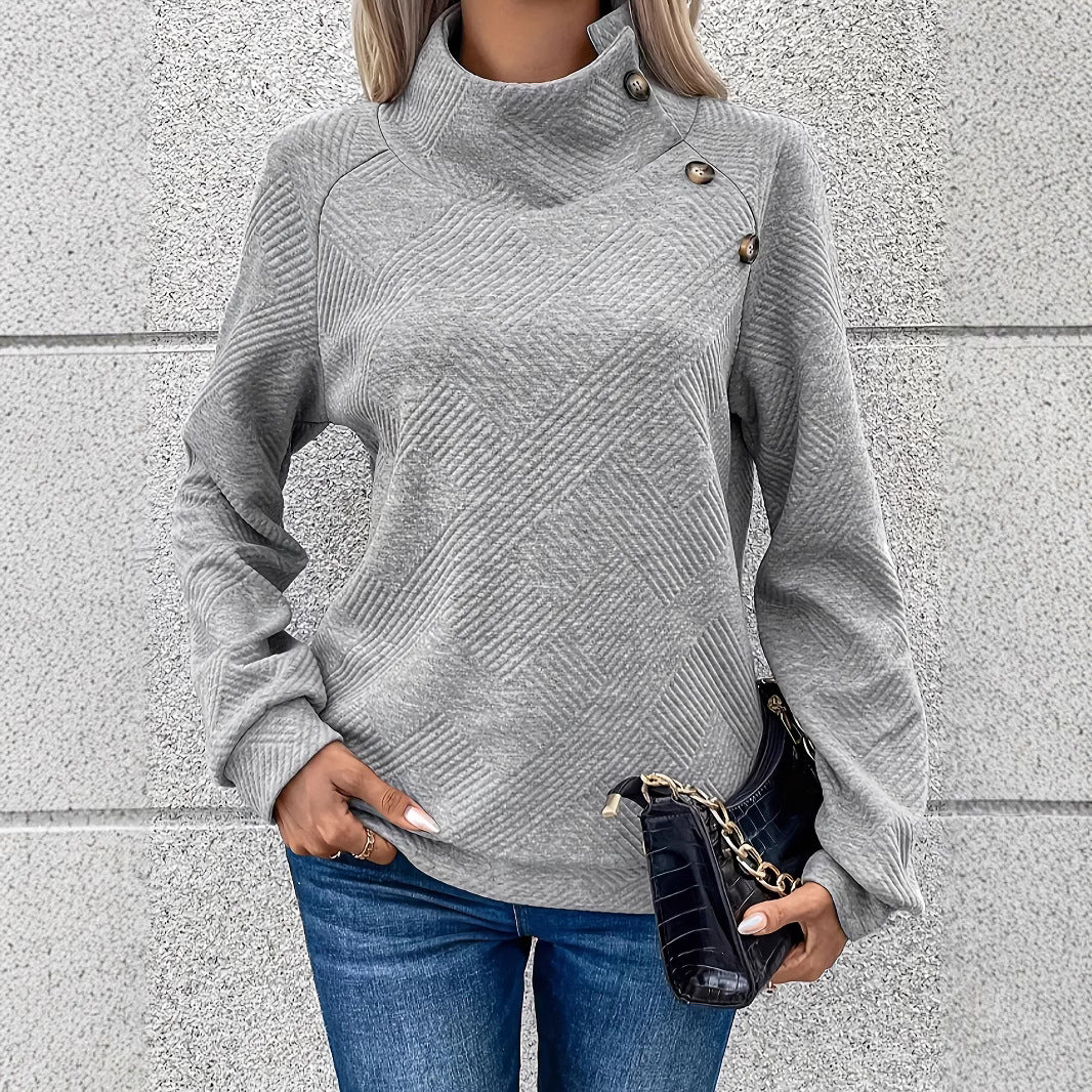 Dame moderigtig kravepullover med innovativ tekstur Stilla