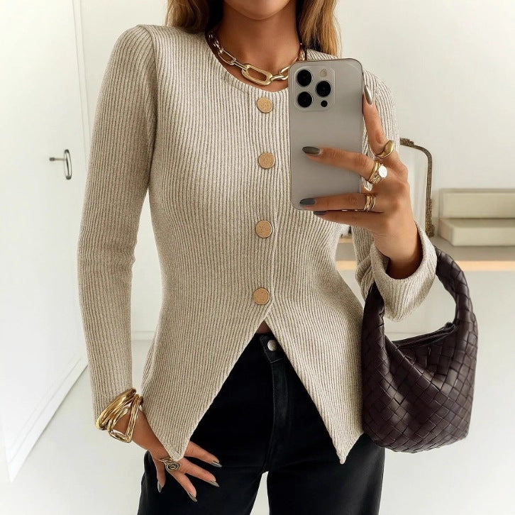 Kvinders elegante cardigan med dekorative knapper Stilla