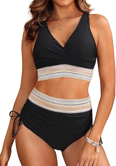 Dame Høj udformet bikini med elegant omslagsdesign og dekorativt midjebånd Stilla