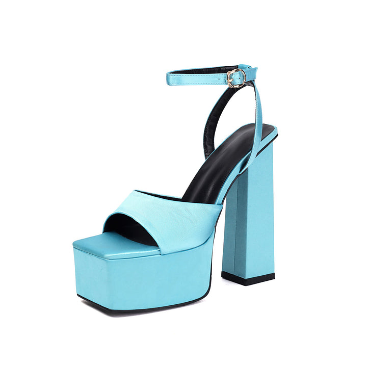 Femme Chunky Heel Platform Sandaler med justerbar ankelrem Stilla
