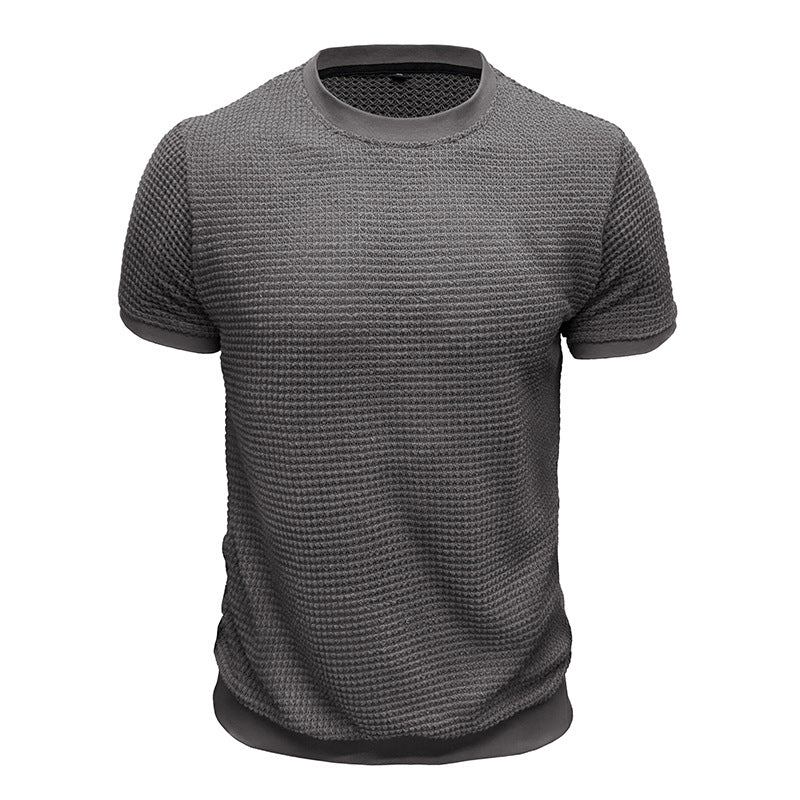 Herrer Rundhalsshirt lavet af struktureret materiale med åndbare egenskaber Stilla