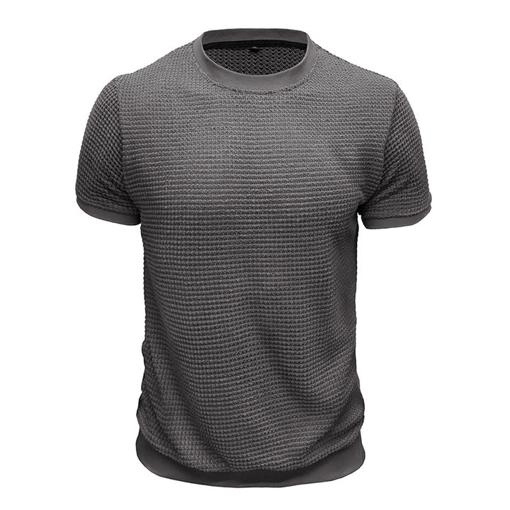 Herrer Rundhalsshirt lavet af struktureret materiale med åndbare egenskaber Stilla