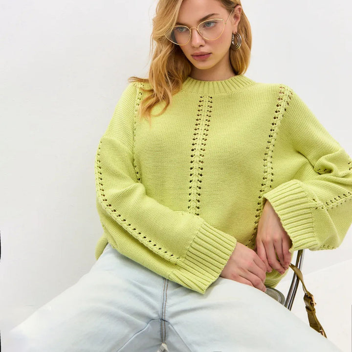 Femme Casual Åben-Strik Pullover Stilla