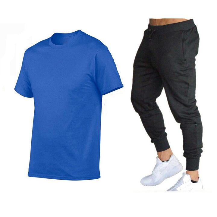 Herre sporty T-shirt og joggingbukser-sæt med funktionelt design Stilla