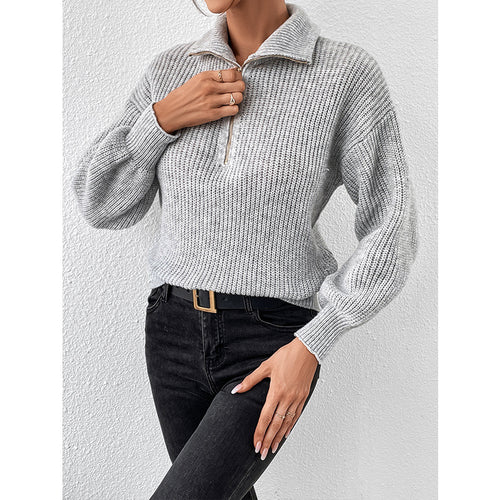 Dame afslappet sweater med iøjnefaldende lynlås Stilla