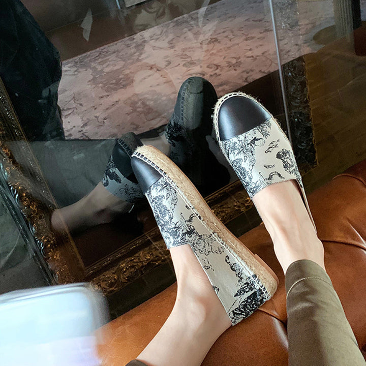 Femme Floral Print Espadrille Slip-On Sko Stilla
