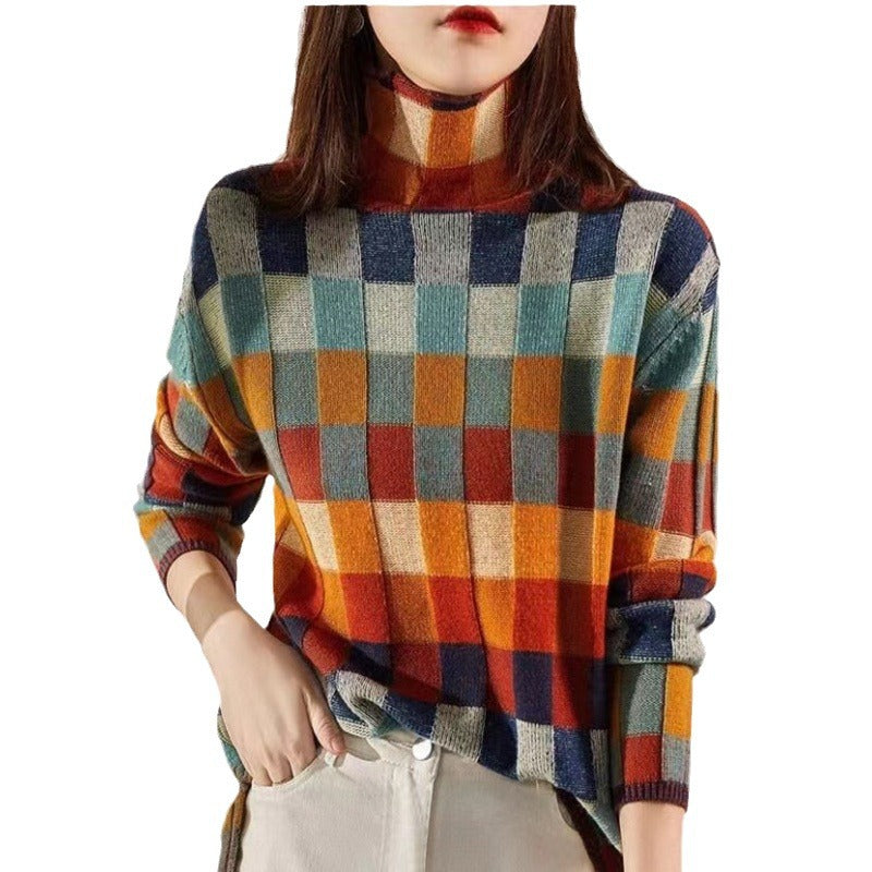 Dame afslappet sweater med høj krave Stilla