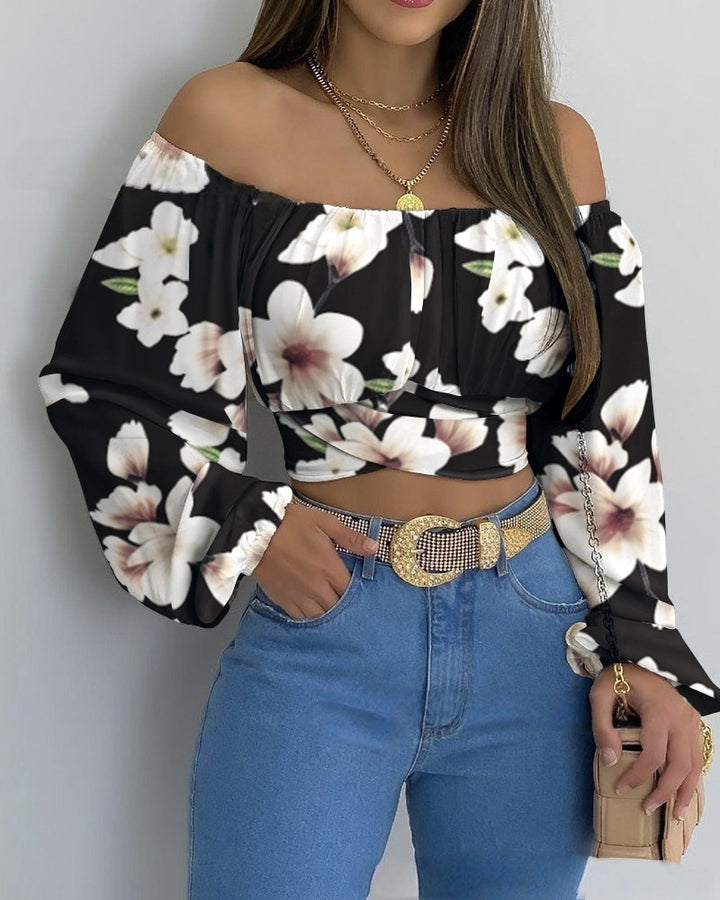 Dame Floral Off-Shoulder Crop Top Stilla