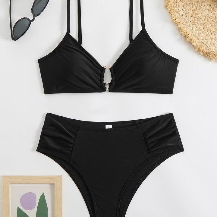 Dame Triangel-Bikini med aftagelig pude og rynkede detaljer Stilla