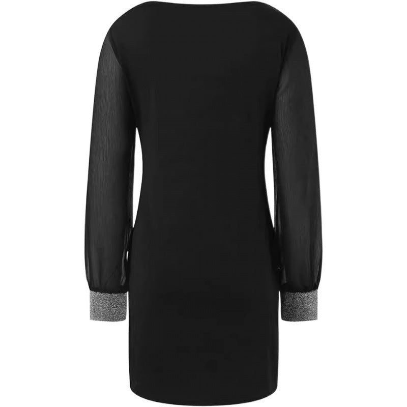 Dame Elegant Blonde Mini Kjole med Gennemsigtige Ærmer Stilla