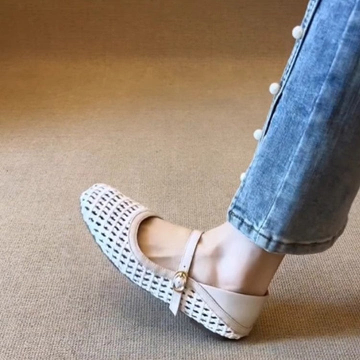 Dame Bekvemme Vevet Mary Jane Flats Stilla
