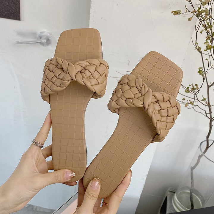 Dame Kunstlæder Tåseparator-Sandaler med fletremme-udseende Stilla