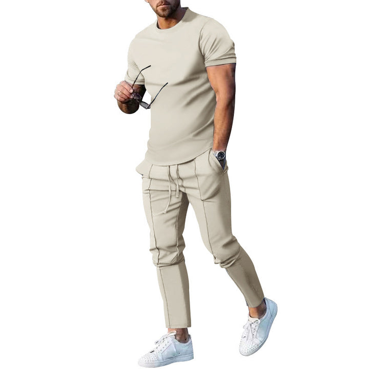 Herrer afslappet sport outfit med åndbart T-shirt og løs joggingbukser Stilla