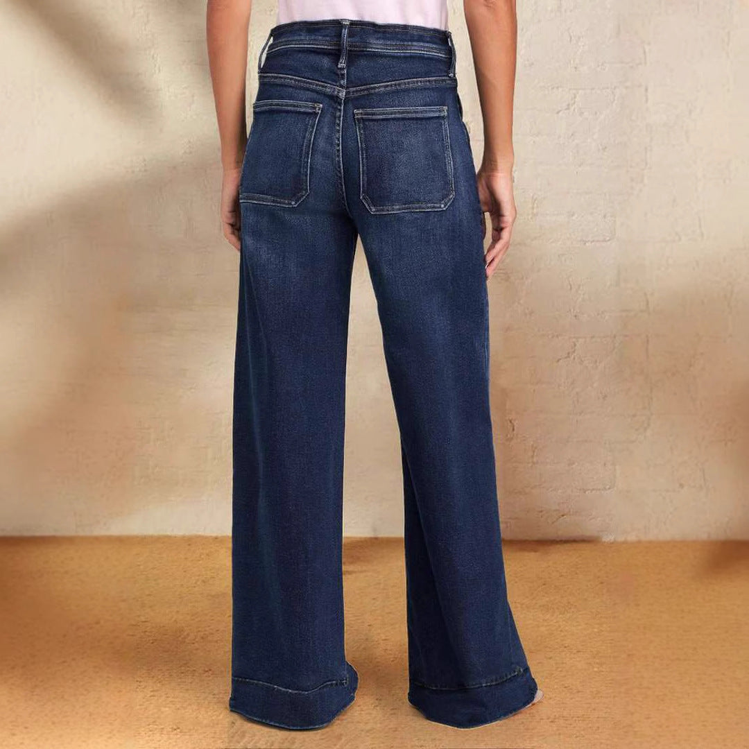 Dame Løst skårne jeans med praktisk snortræk og høj talje Stilla