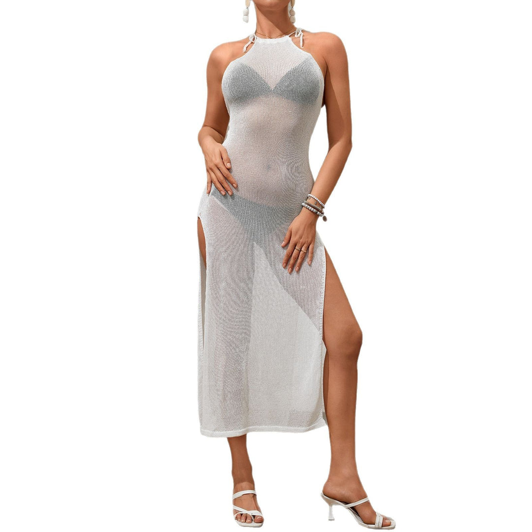 Dame Gennemsigtig Halterneck Badedragt Cover-Up Kjole Stilla