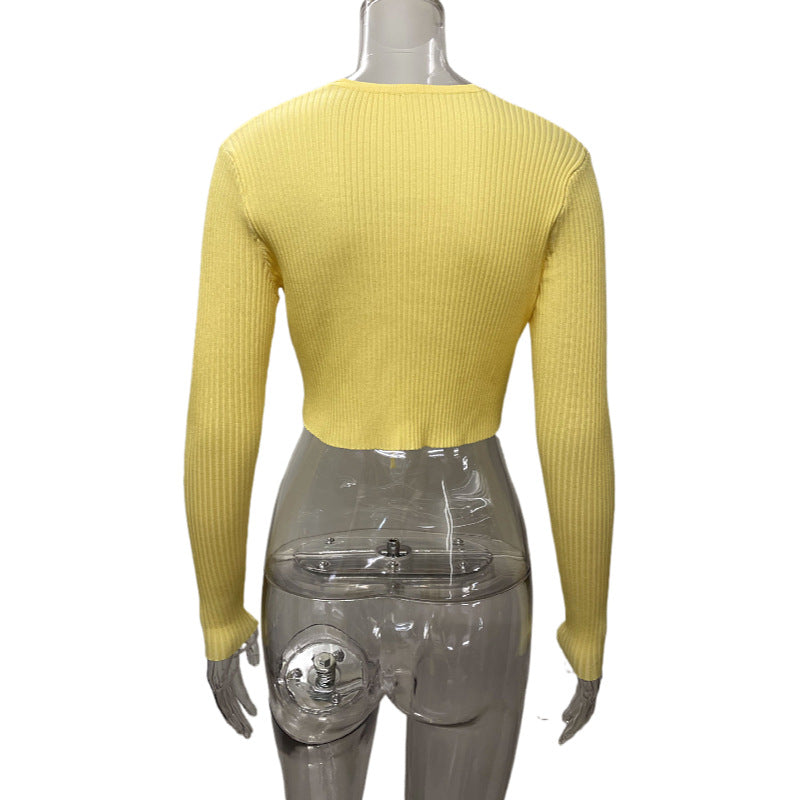 Damer afslappet cropped strik top med bindebånd Stilla