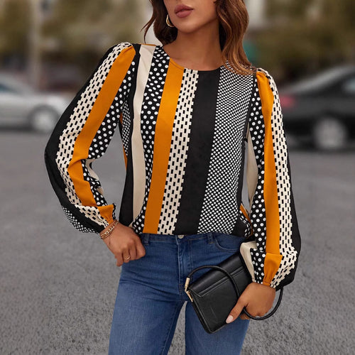 Dame Bluse med moderne stribet mønster Stilla