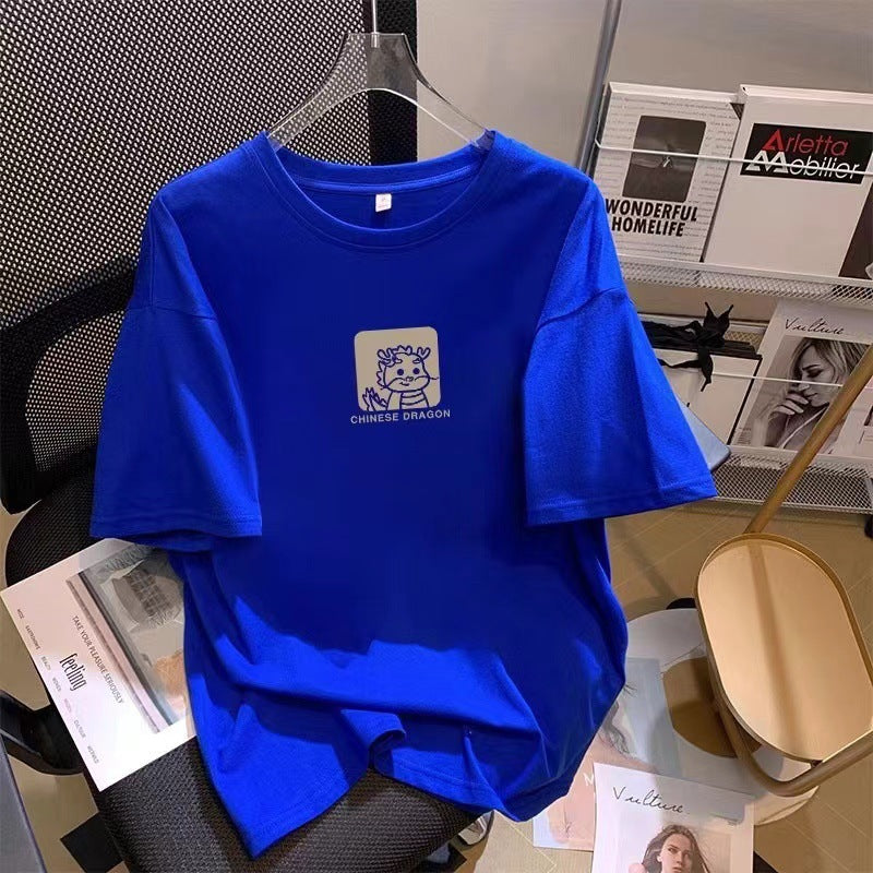 Dame T-shirt med kreativ dragemønster og behagelig oversized pasform Stilla