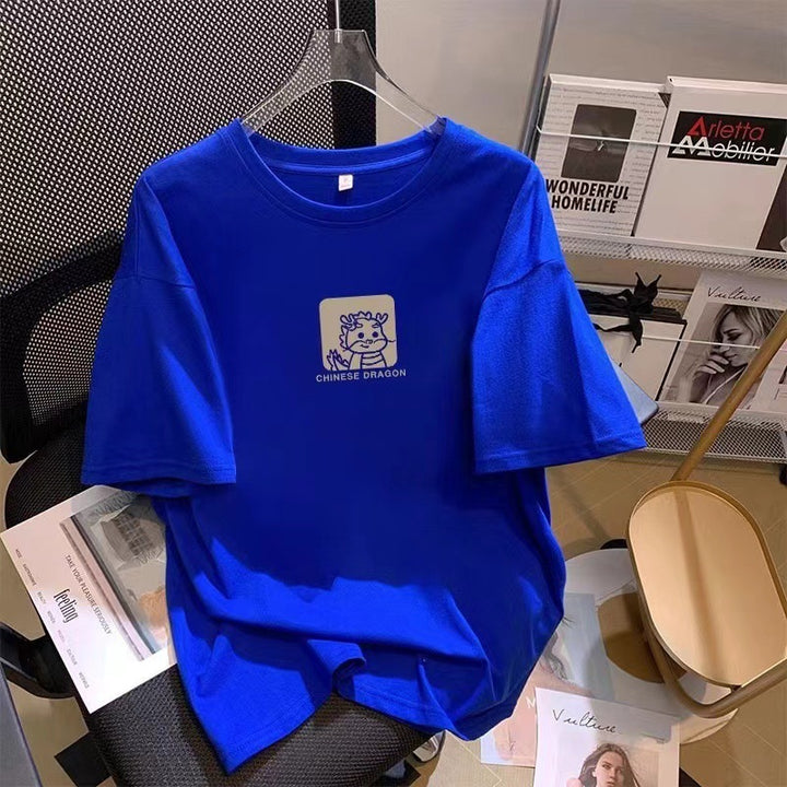 Dame T-shirt med kreativ dragemønster og behagelig oversized pasform Stilla
