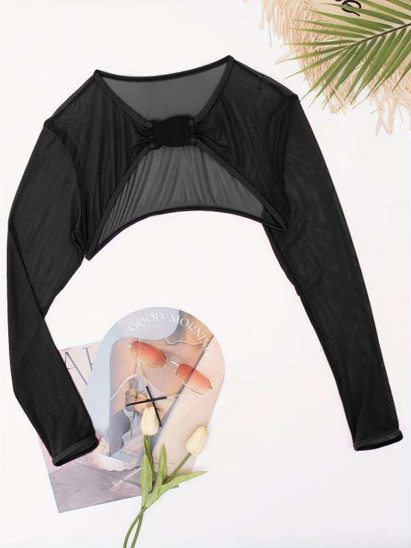 Dame Cropped Mesh-top med elastisk bånd Skovae