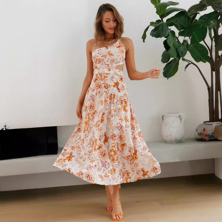 Femme Elegant Floral Cut-Out Maxi Kjole Stilla