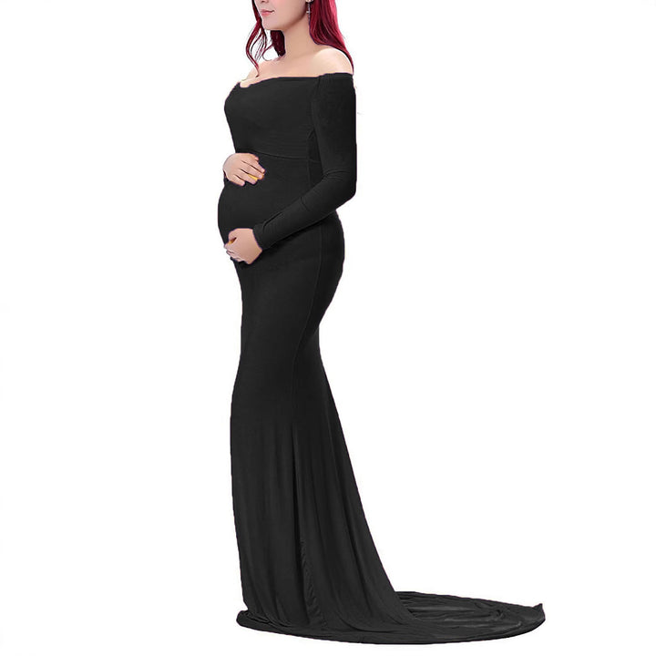 Elegant graviditetskjole til kvinder med off-shoulder design Stilla