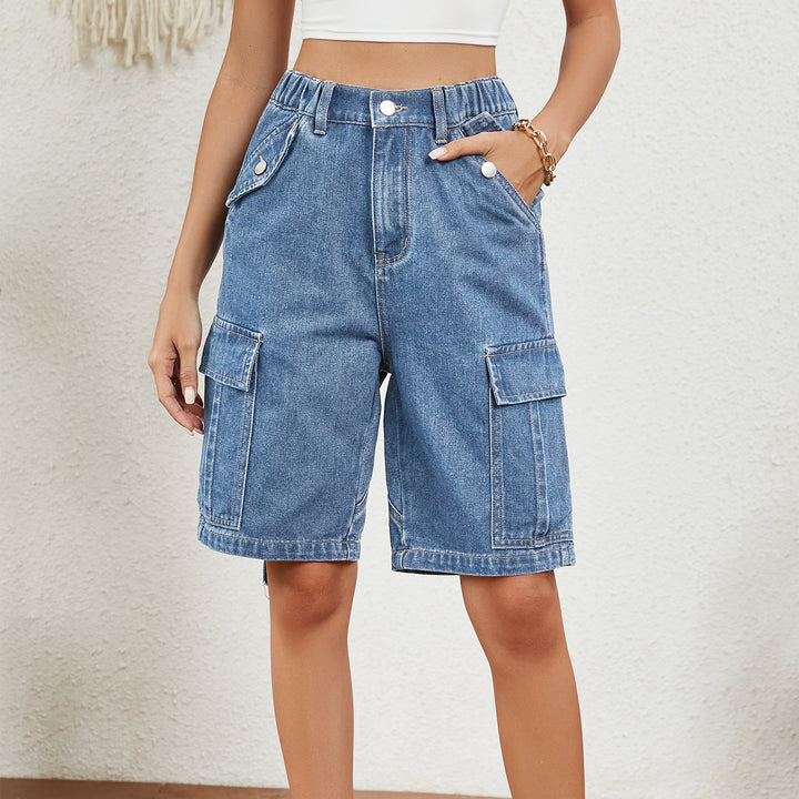 Dame Cargo-shorts med høj talje og praktiske sidelommer Stilla