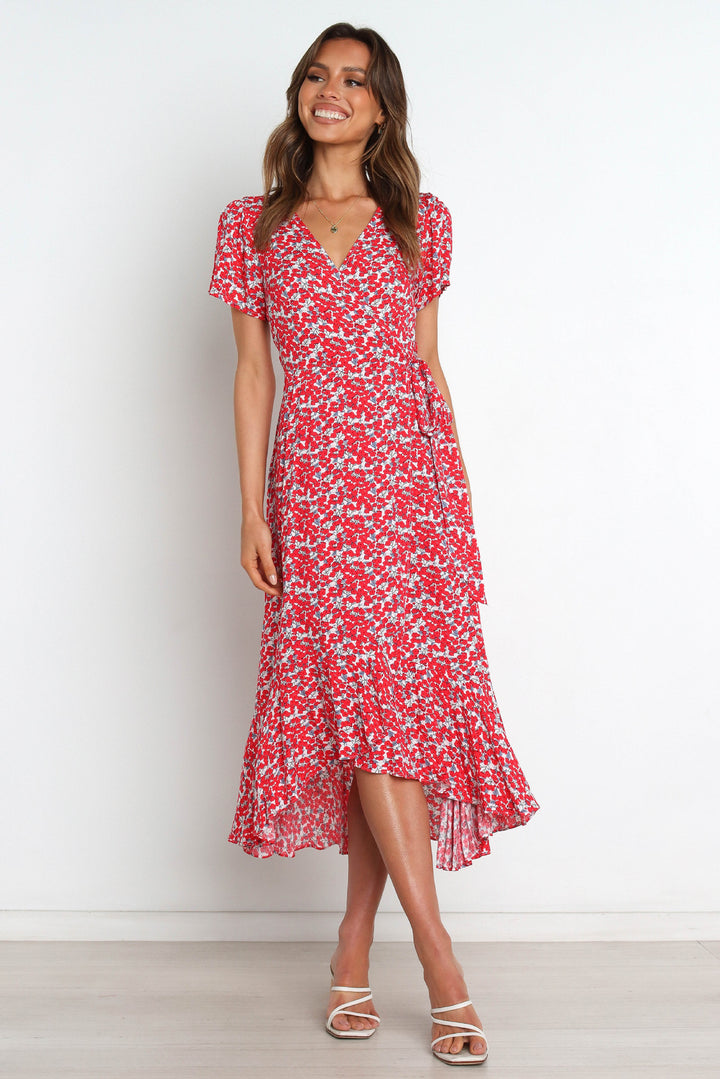 Dame Wrap Midi Kjole med blomstertryk Stilla